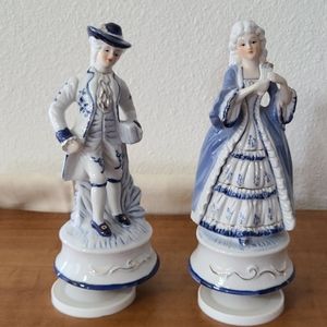 Delft Blue porcelain music figurines